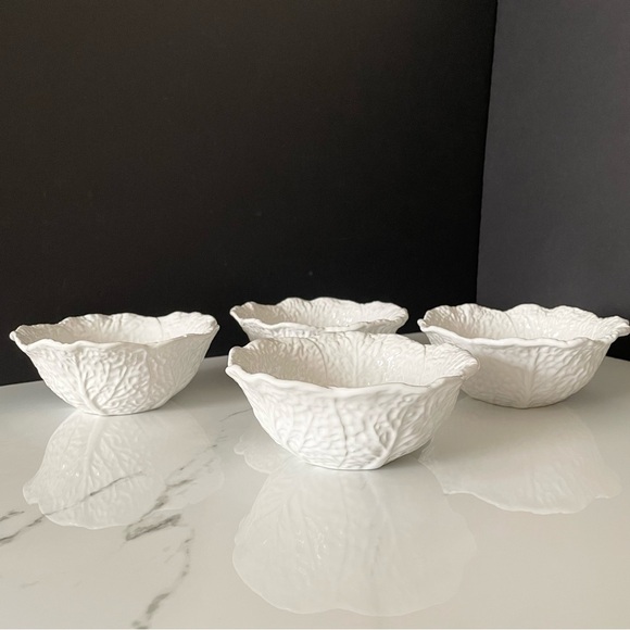 SET of 4 White Cabbage Bowls by Bordallo Pinheiro - Picture 2 of 9